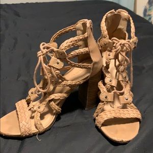 Strappy 3” nude heel. Merona brand; from Target.